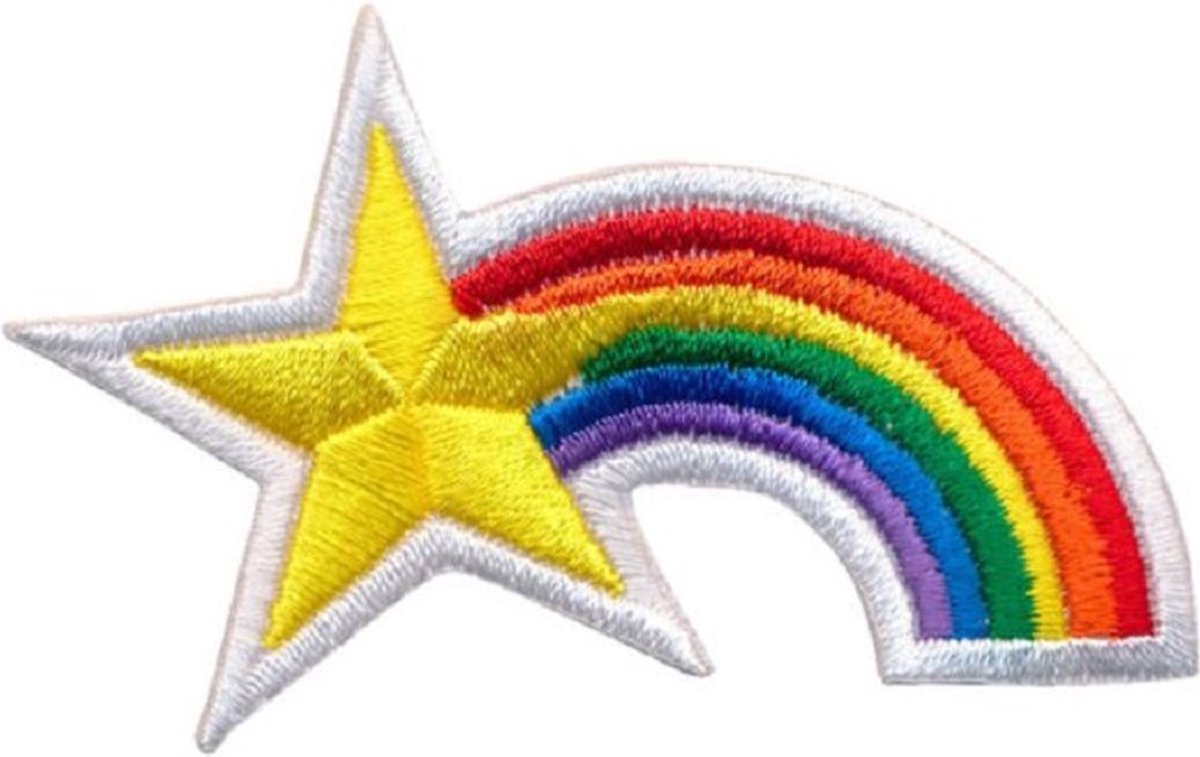 Patch - Strijkembleem - Regenboog met ster 7 x 4 cm