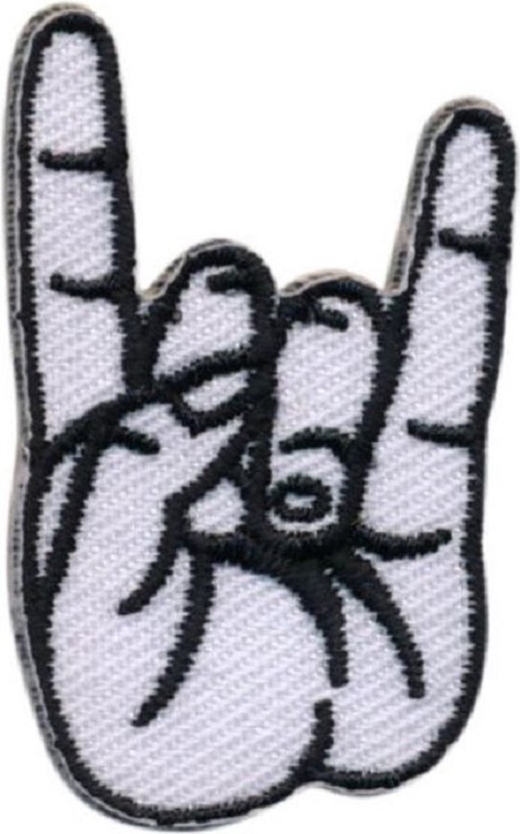 Patch - Strijkembleem - Rock on hand - 10 x 6 cm