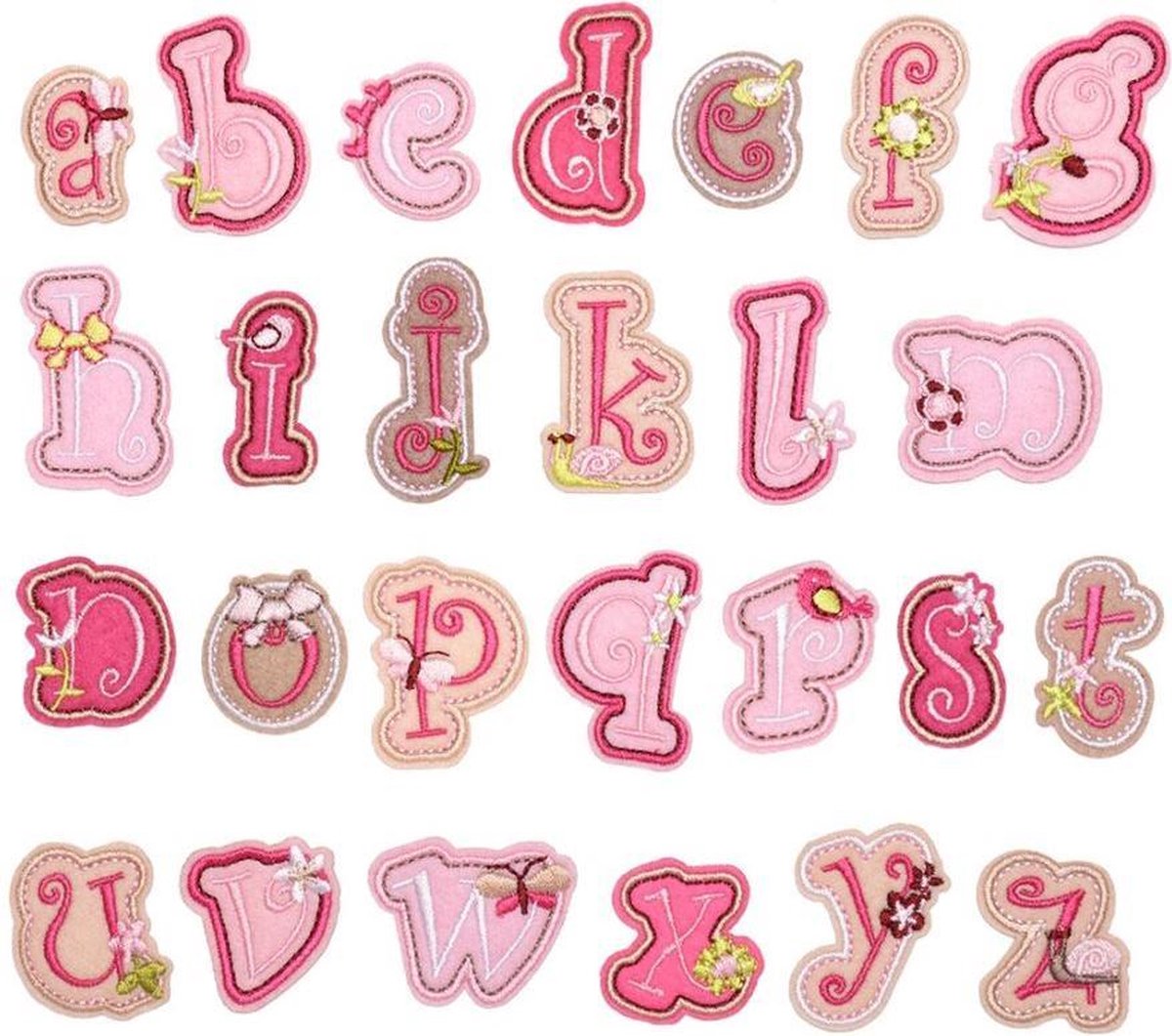 Strijk Embleem Alfabet Patch - Letter D - Roze lief - 4cm hoog - Letters Stof Applicatie - Geborduurd - Strijkletters - Patches - Iron On