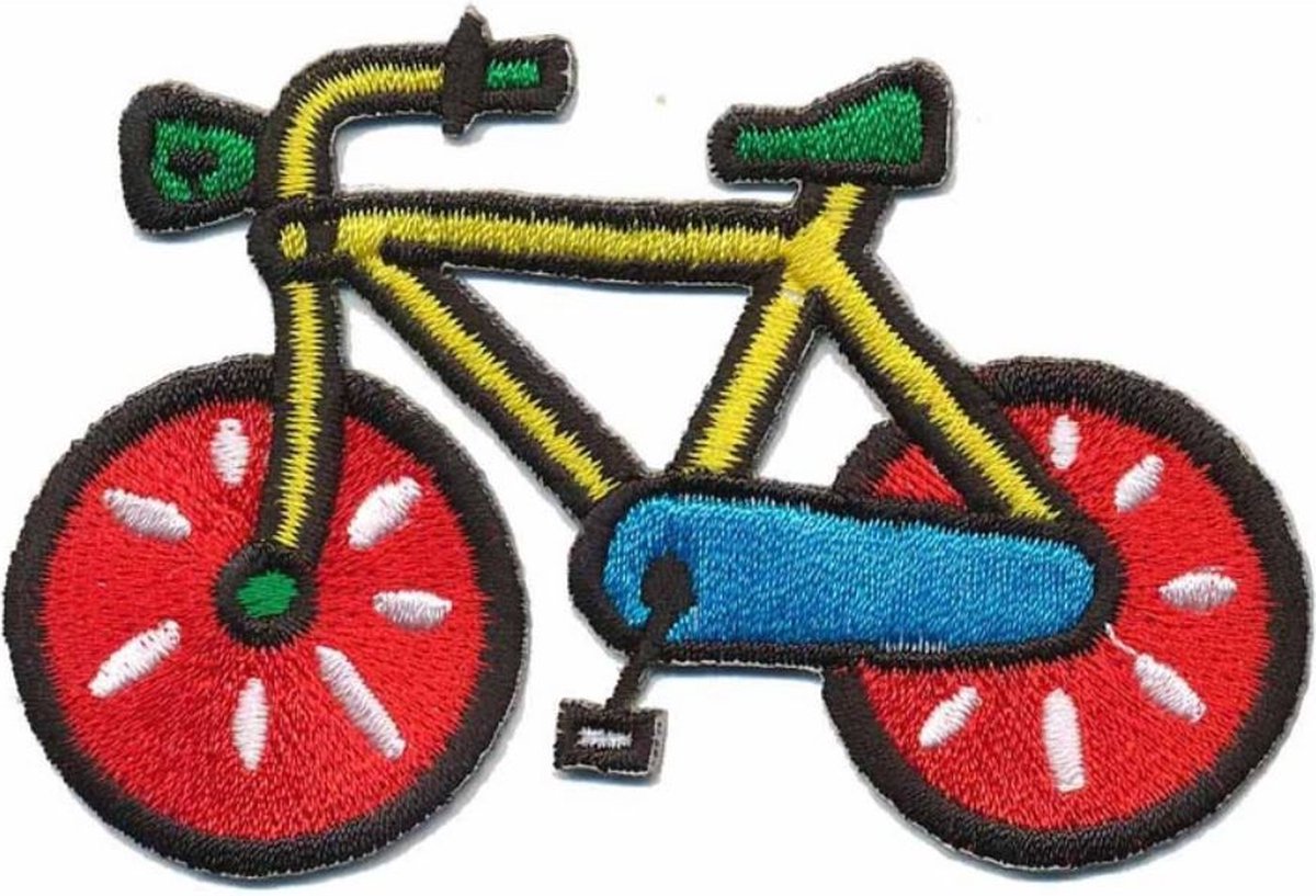 Strijkembleem - patch - Fiets geel - 8,5 x 6 cm