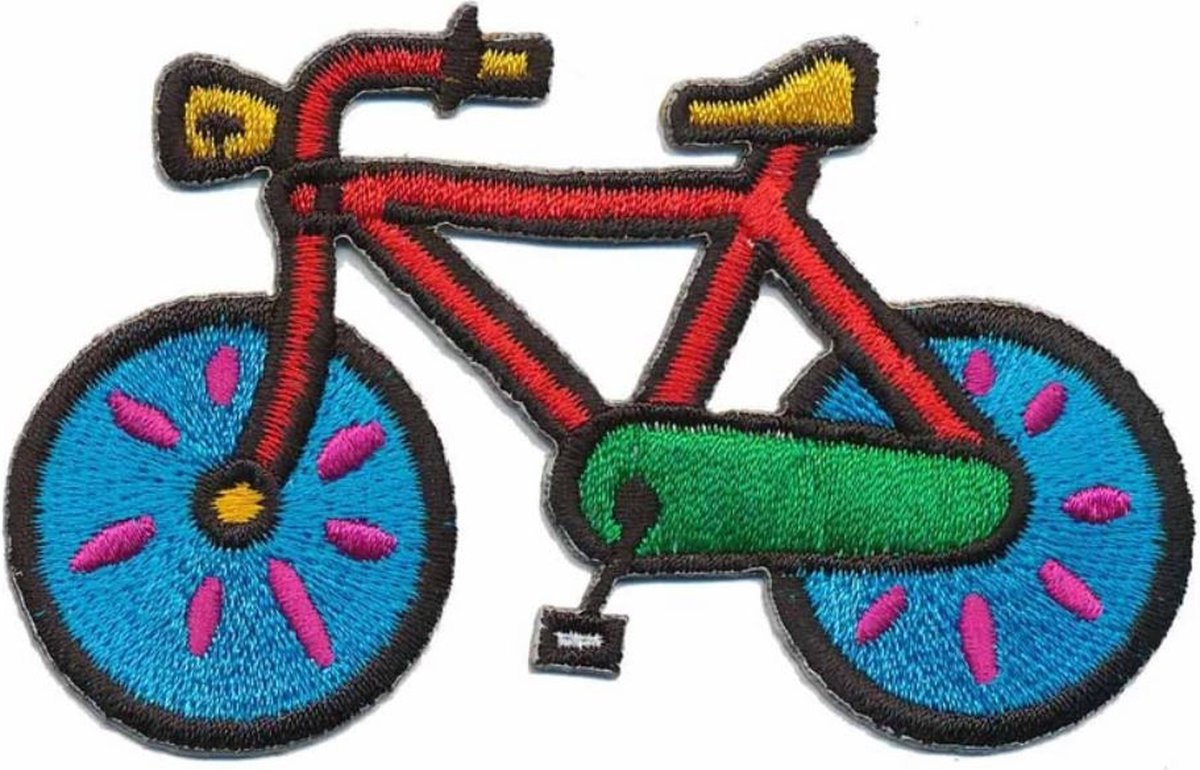 Strijkembleem - patch - Fiets rood - 8,5 x 6 cm