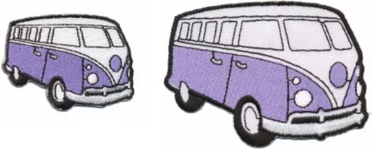 Volkswagen bus applicaties - 2 stuks - Strijk Embleem Patch - set van 2 - Lila - VW