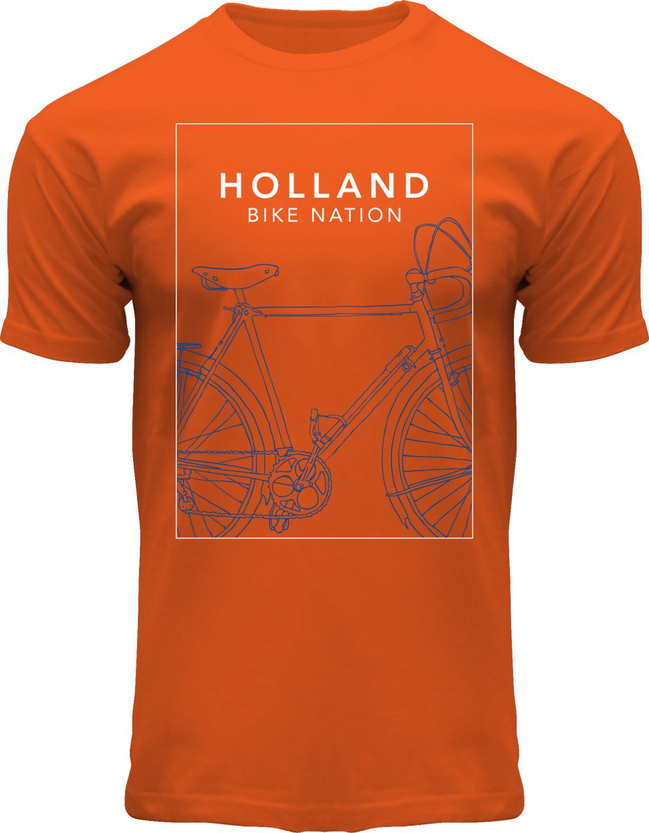 Fox Originals Holland Square Bike T-shirt Heren & Dames Katoen Oranje Maat 2XL