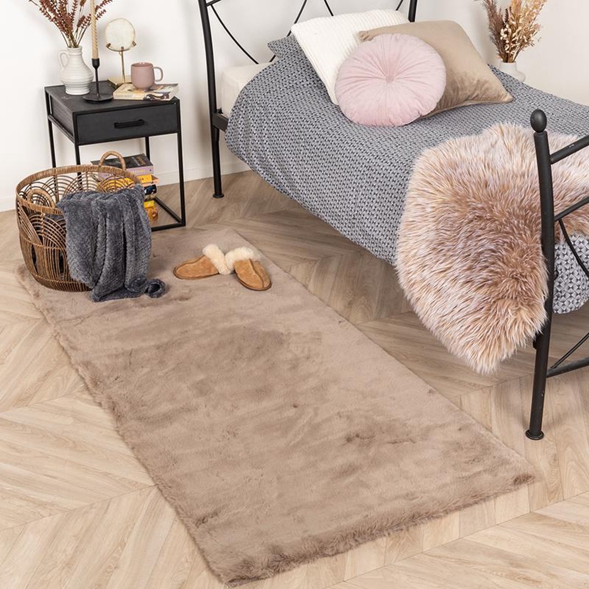 Zachte Hoogpolige loper - Comfy Taupe 80x180cm