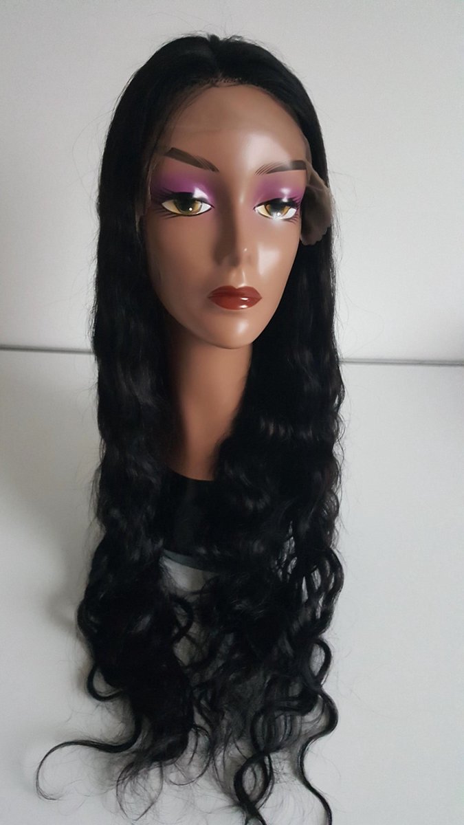 Braziliaanse Remy haren pruik 30 inch (76,2 cm) - donkerbruine golf haren - Braziliaanse pruik - Braziliaanse haren - real human hair - echt menselijke haren - met kleine (