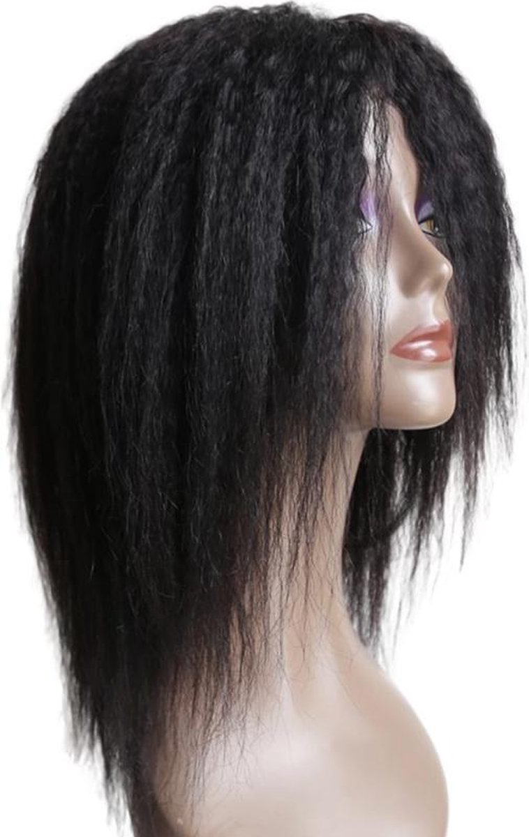 Braziliaanse Remy pruik - black kinky rechte pruik 12 inch - real human hair - echte menselijke haren