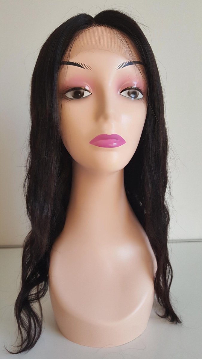 Braziliaanse Remy pruik 18 inch (45,7 cm) - donkerbruine golf haren - Braziliaanse pruik - Braziliaanse haren - real human hair - echt menselijke haren - met kleine (