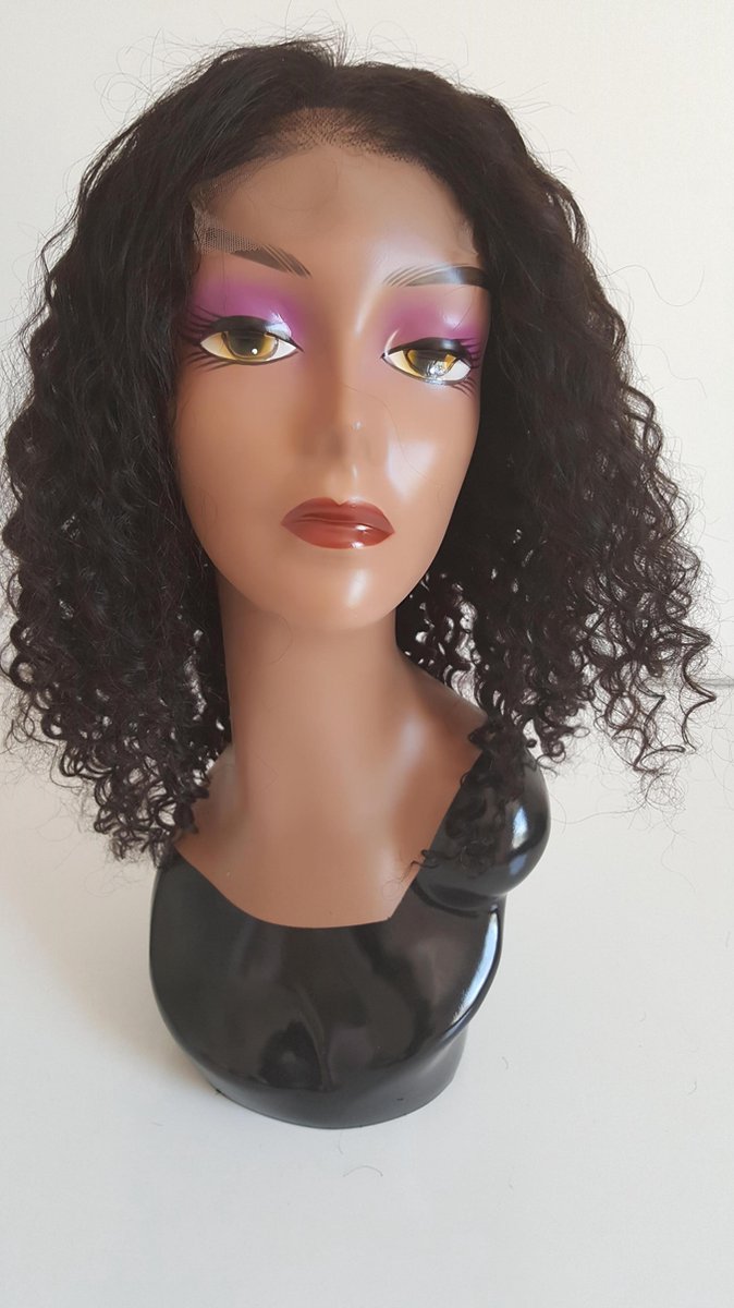 Braziliaanse Remy pruik 18 inch - real human hair - donkerbruine diepe golf haren - Braziliaanse Remy pruik - echt menselijke haren - met kleine (