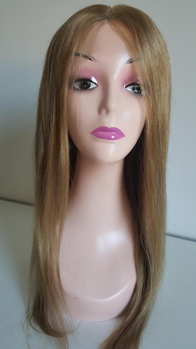 Braziliaanse Remy pruik 20 inch - real human hair - blonde rechte haren - Braziliaanse pruik - echt menselijke haren - met kleine (