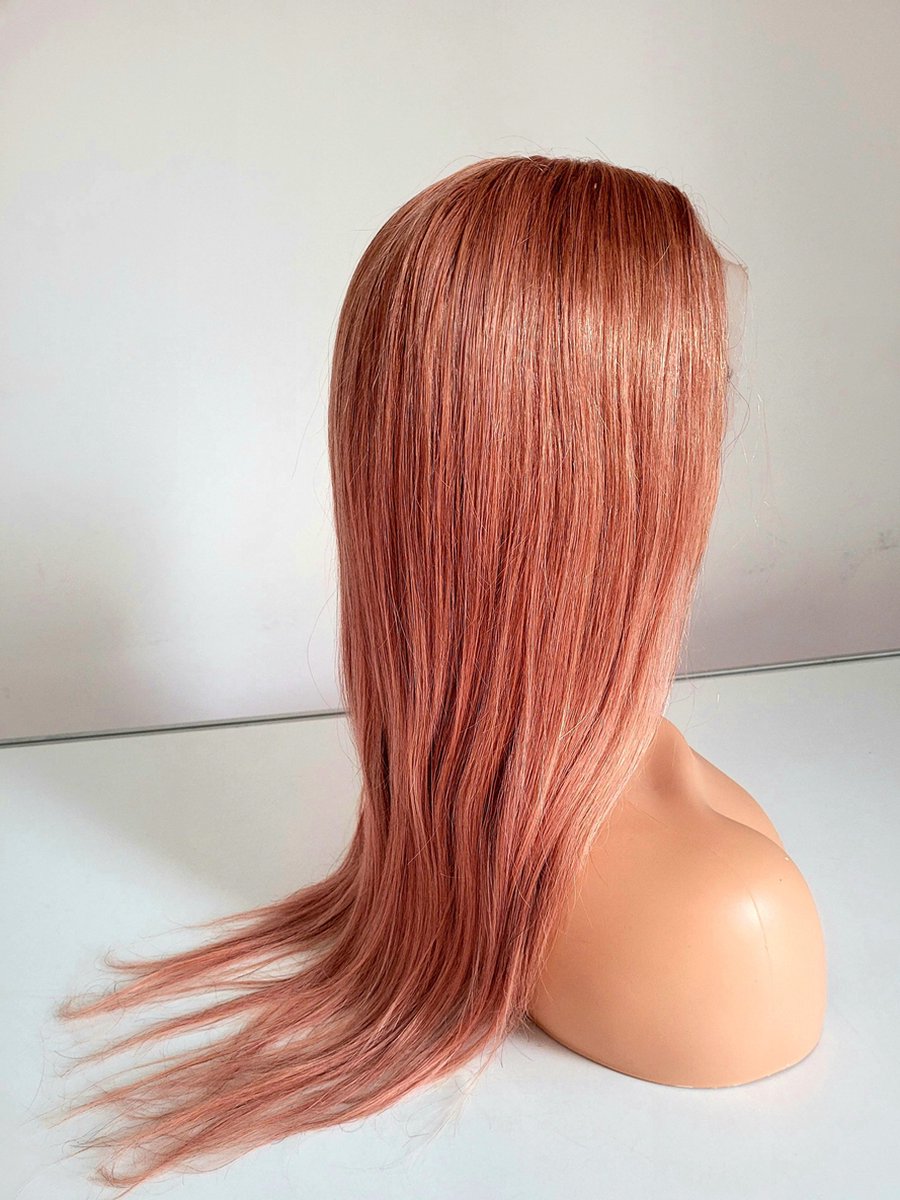 Braziliaanse Remy pruik 22 inch steil roze pruik - echte menselijke haren - real human hair 4x4 lace closure wig