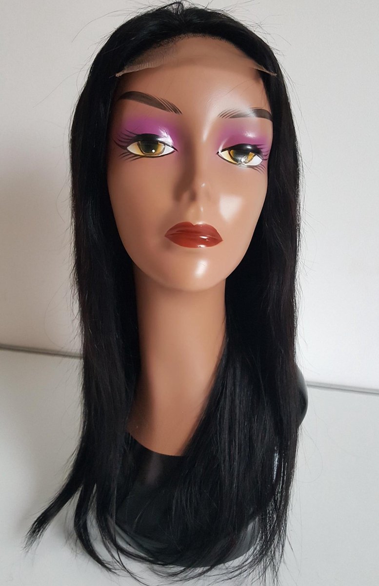 Braziliaanse pruik 18 inch (45,7 cm)  - donkerbruine rechte haren - Braziliaanse haren - real human hair - Braziliaanse pruik - echte menselijke haren - 4x4 lace closure pruik