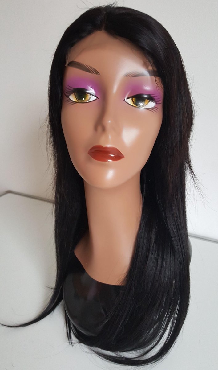 Braziliaanse pruik 20 inch (50,8cm) - donkerbruine rechte haren - Braziliaanse haren - real human hair - Braziliaanse pruik - echte menselijke haren - 4x4 lace closure pruik