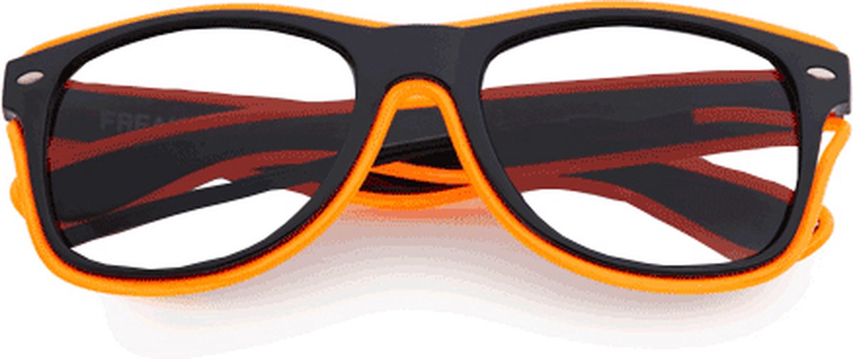 Freaky Glasses - Lichtgevende nerdbril - Bril zonder sterkte - Retrobril - Nepbril - LED glasses - Neon oranje