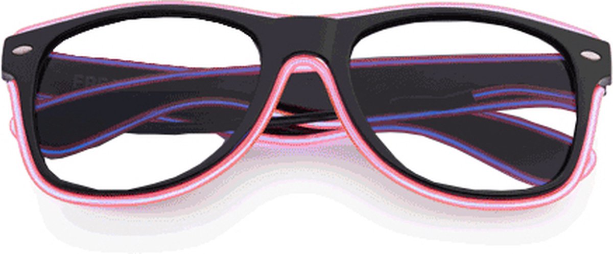 Freaky Glasses - Lichtgevende nerdbril - Bril zonder sterkte - Retrobril - Nepbril - LED glasses - Neon roze