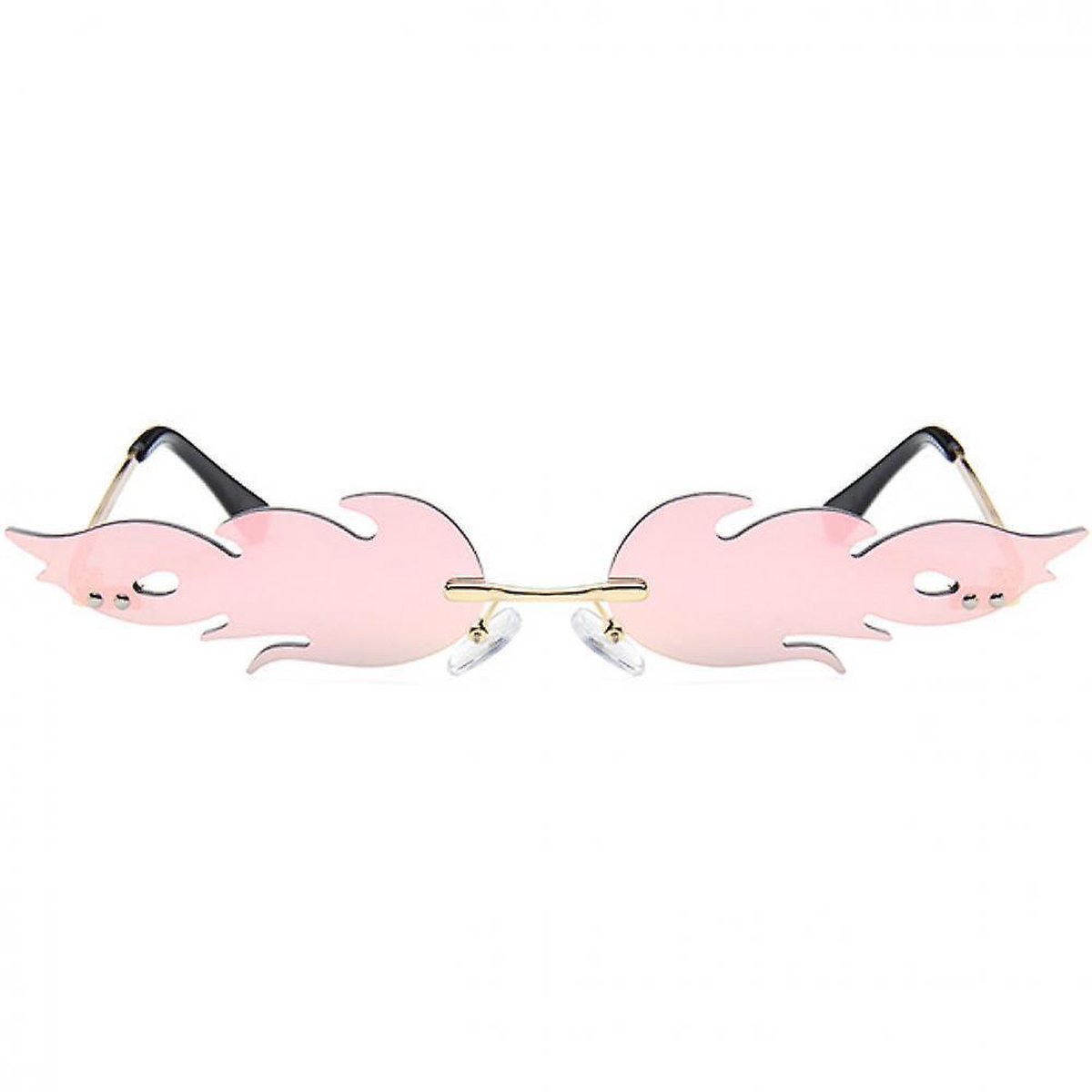 Freaky Glasses® - Vlammen Zonnebril – Festival Bril – Rave Zonnebril - Snelle Planga – Dames – Heren - Roze