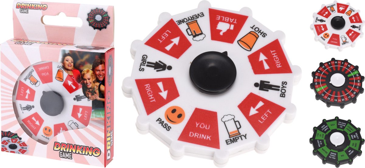 Drankspel to go - pocketsize drinking game - meeneem spel party - partygame drank - 10 cm - mini drank roulette