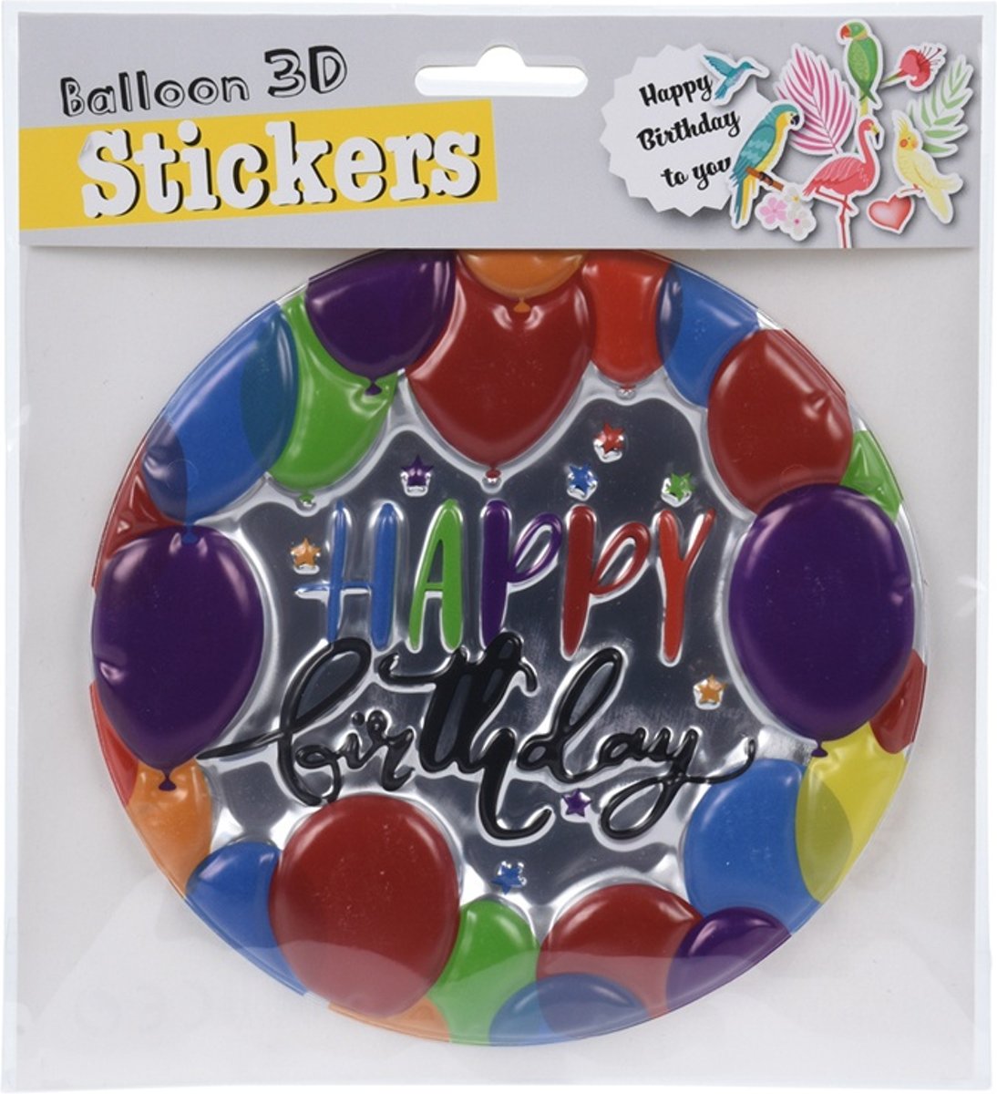 Free And Easy Ballon 3d-stickers Happy Birthday 16cm Rond