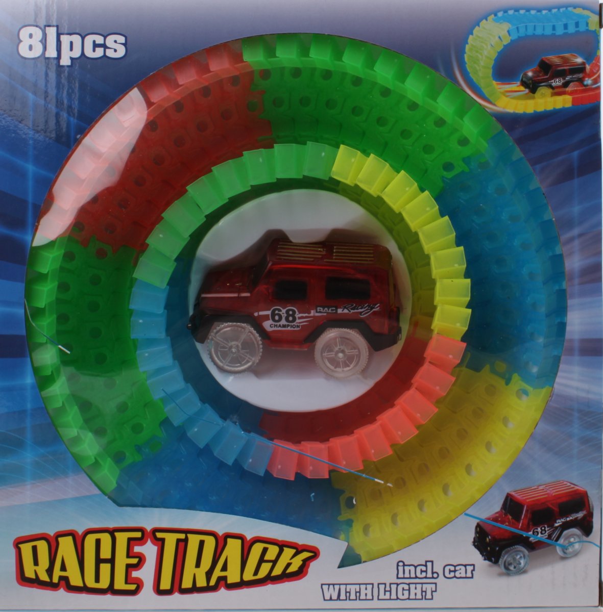 Free And Easy Glow In The Dark Racebaan Met Auto Rood