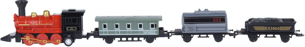 Free And Easy Locomotief Met Wagons 20 Cm 4-delig Die-cast Rood