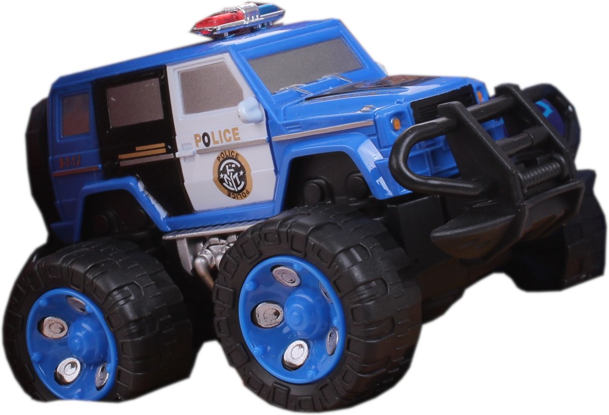 Free And Easy Politie Monstertruck Blauw A 12 Cm