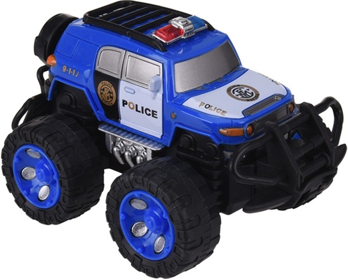 Free And Easy Politie Monstertruck Blauw C 12 Cm