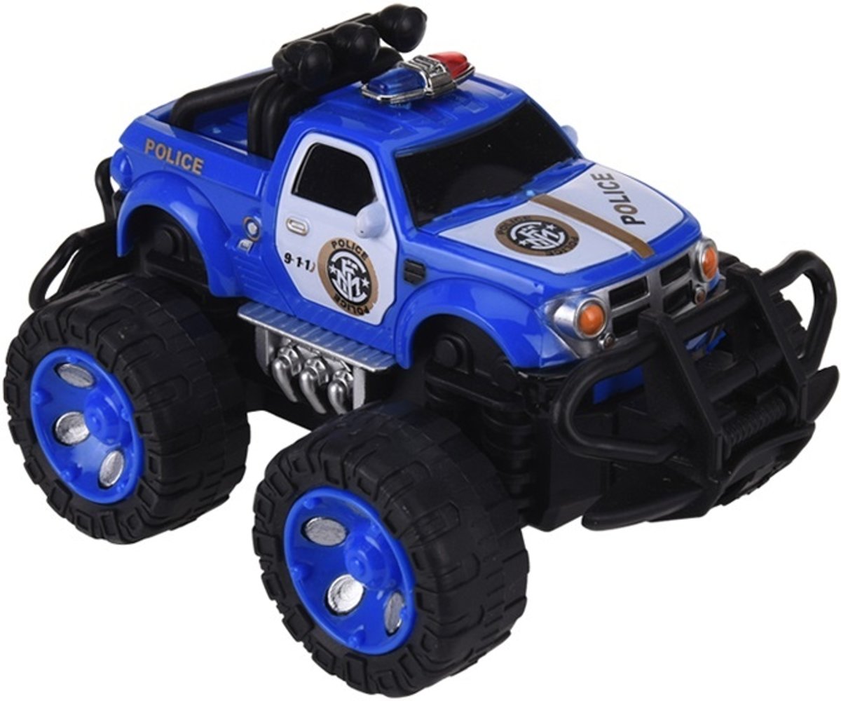 Free And Easy Politie Monstertruck Blauw D 12 Cm