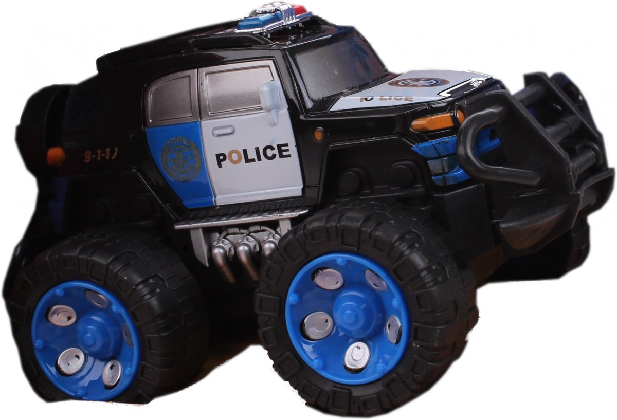 Free And Easy Politie Monstertruck Zwart H 12 Cm