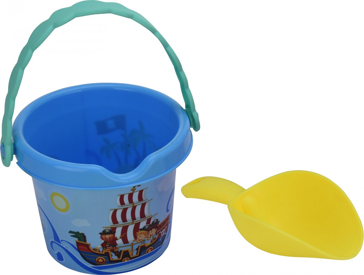 Free And Easy Strandemmer Met Schep Piraten 17,5 Cm Blauw