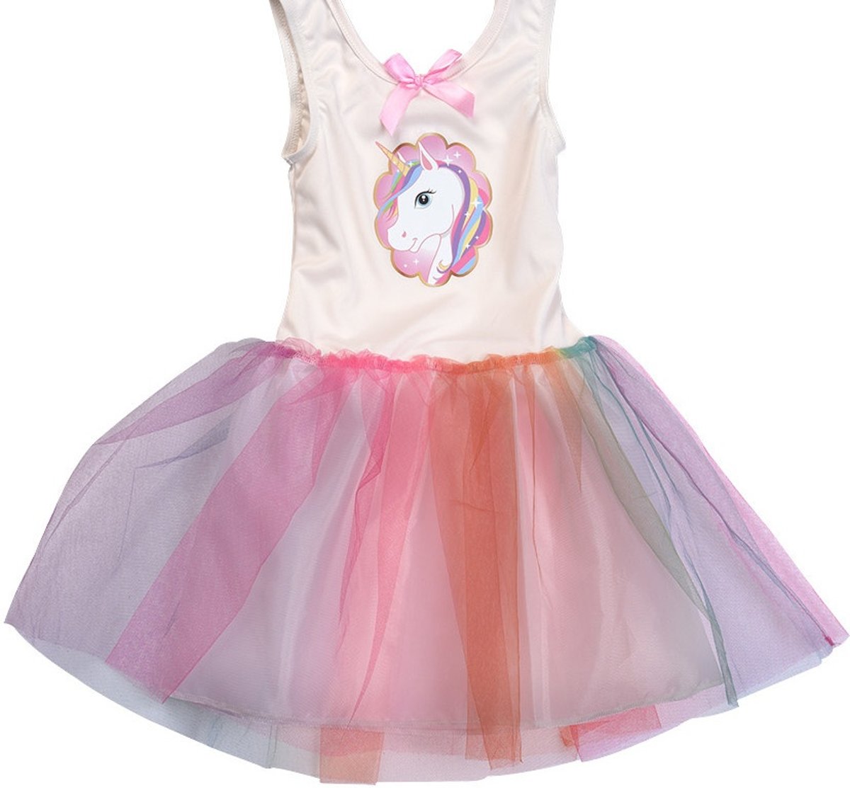 Free And Easy Tutu-jurk Eenhoorn Wit/multicolor Maat 98-104