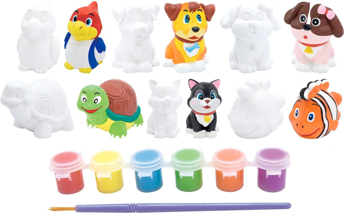 Free And Easy Verfset Gipsfiguren Dieren 6-delig