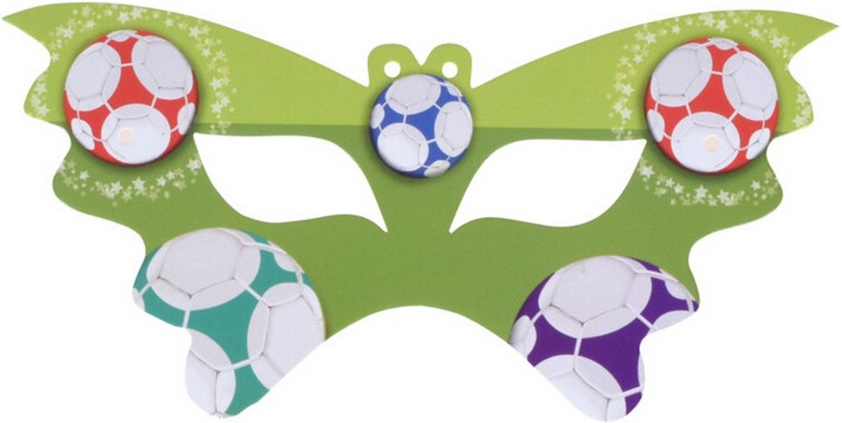 oogmasker Voetbal junior papier groen 8-delig