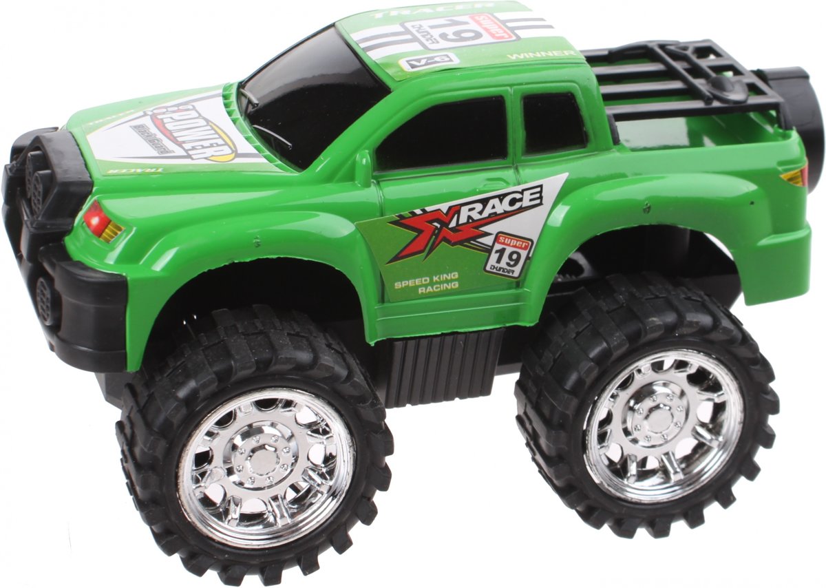 Free And Easy Monstertruck Frictiemotor 13 Cm Groen