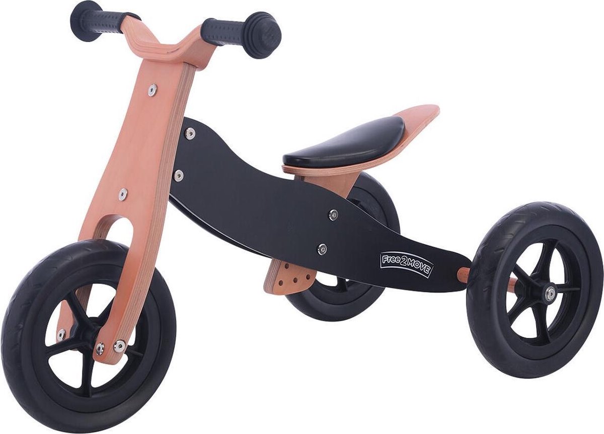 Free2Move 2 in 1 Loopfiets - Driewieler - Balance Bike - Brown-Black