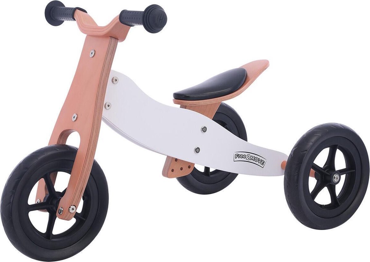 Free2Move 2 in 1 Loopfiets - Driewieler - Balance Bike - Brown-White