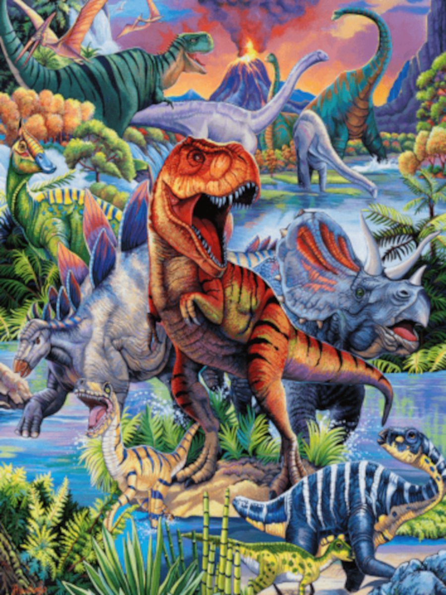 Diamond painting dino dinosaurus 30x40cm vierkante steentjes