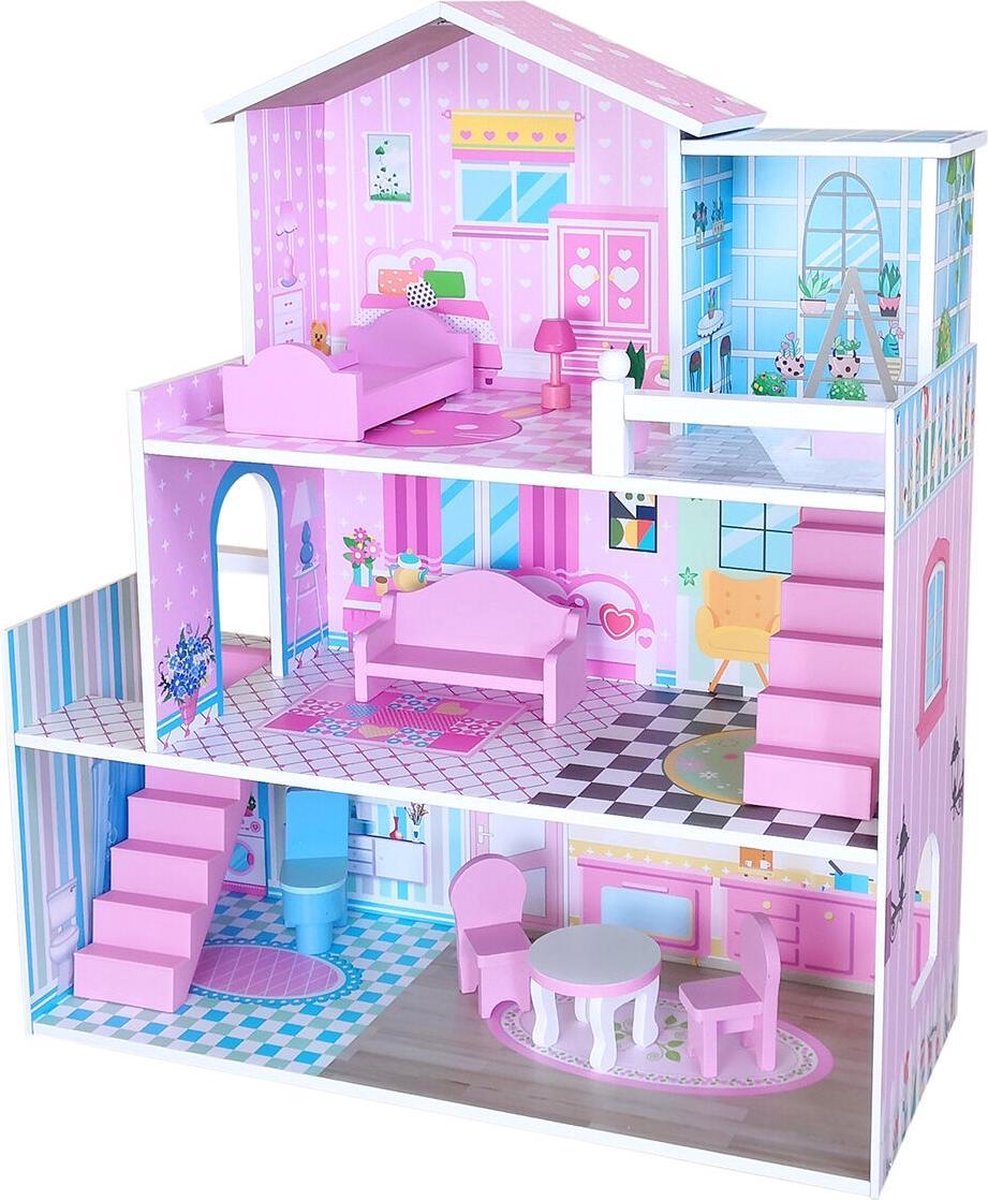 Free Play Houten Poppenhuis - Roze