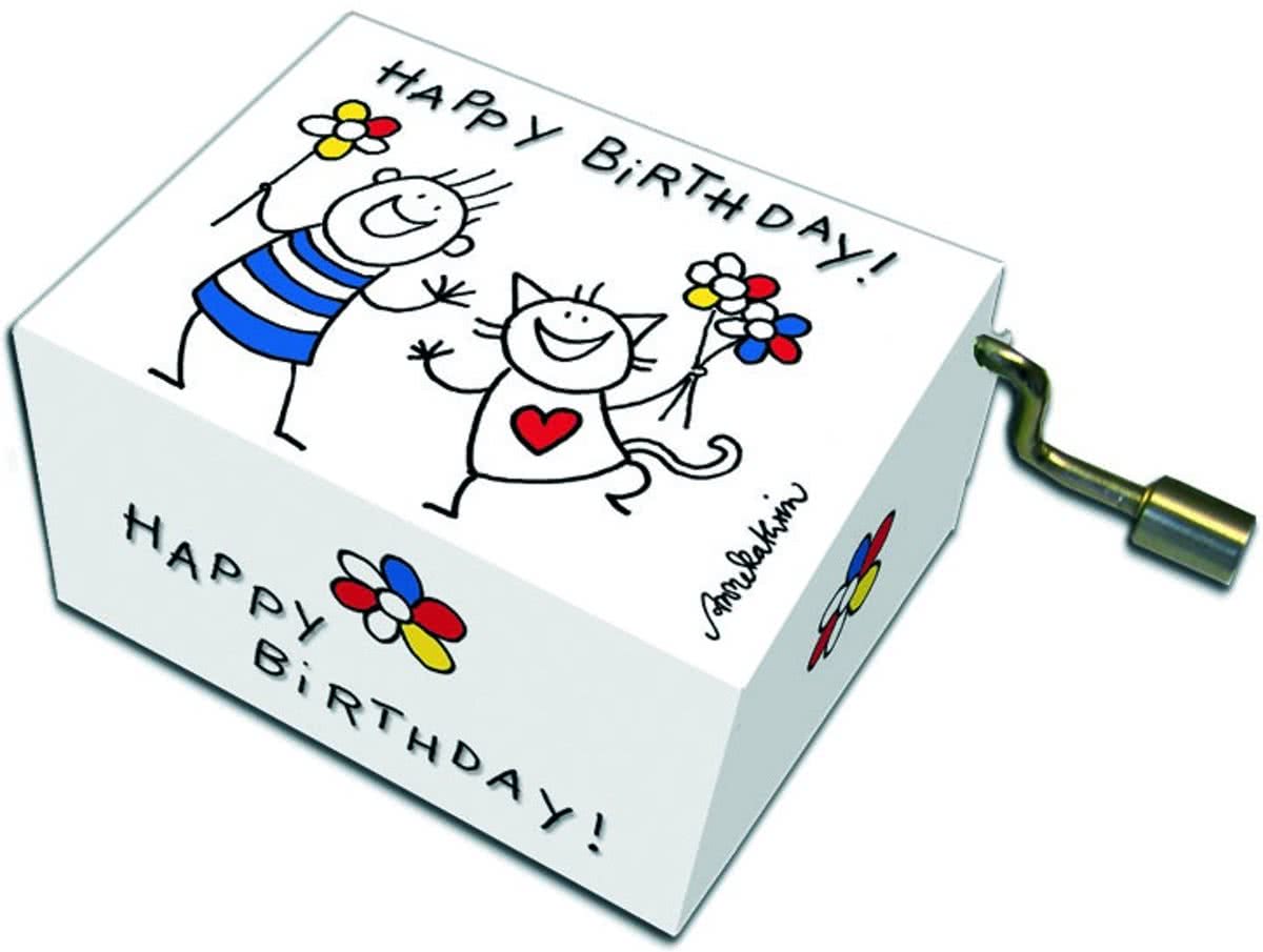 Fridolin Muziekdoosje:  happy birthday kat en jongen