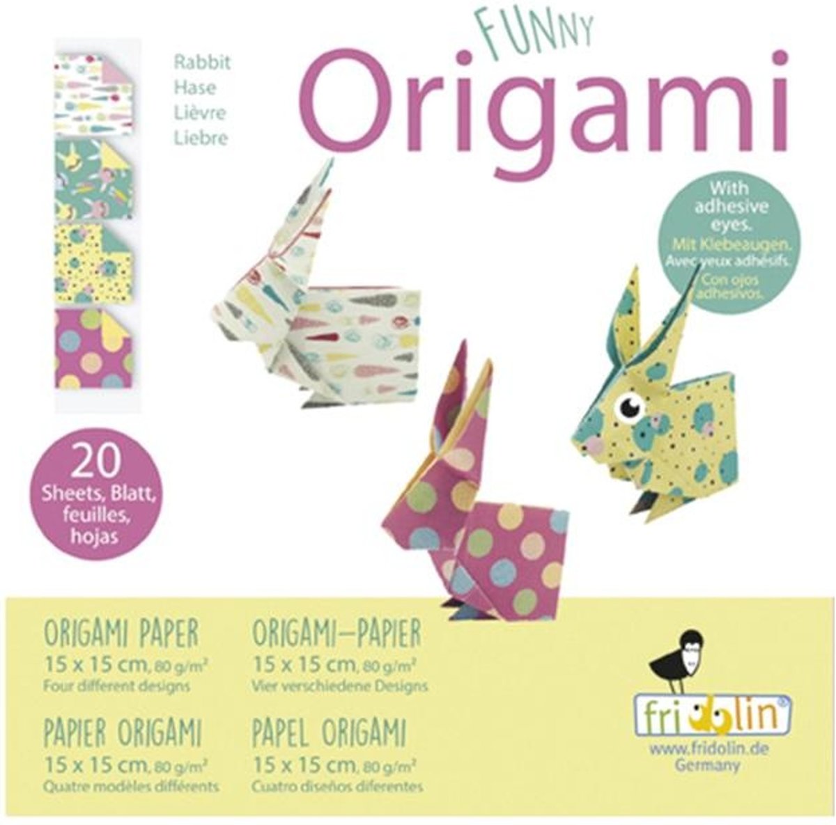 Fridolin Origami Haas Vouwen 15 X 15 Cm 20 Stuks Multicolor