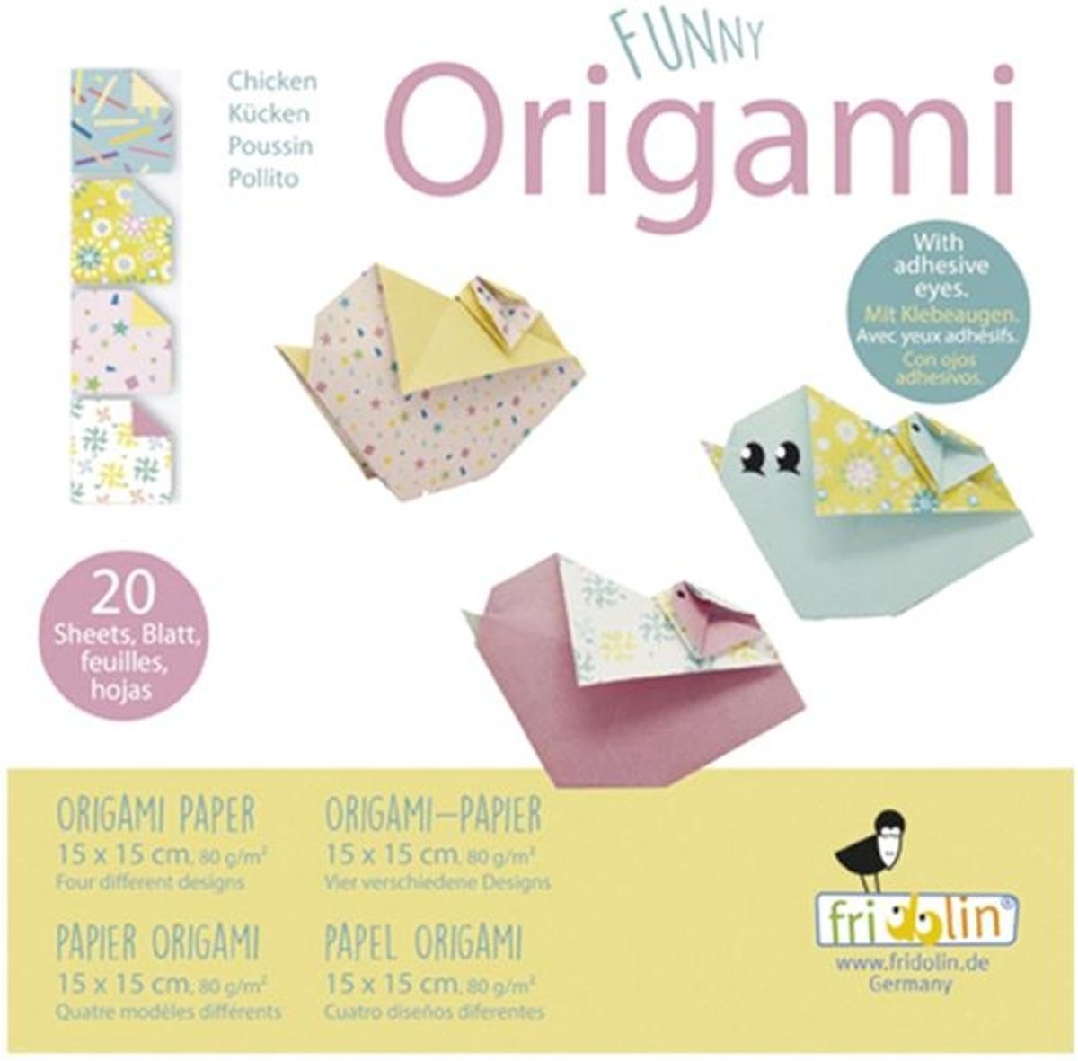   Origami Kip Vouwen 15 X 15 Cm 20 Stuks Multicolor