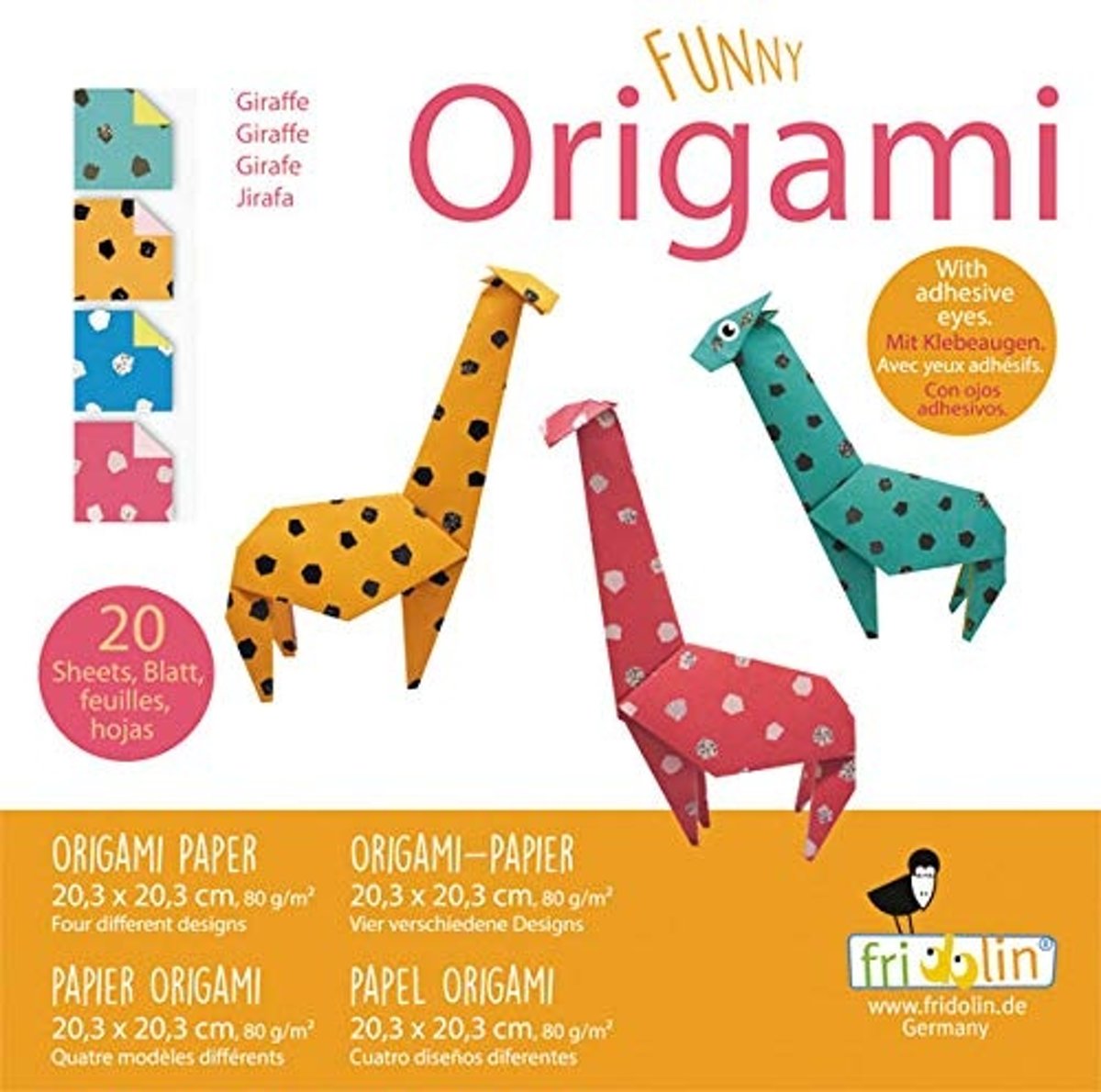 Funny Origami - Giraf - 20 bladen - 20x20cm