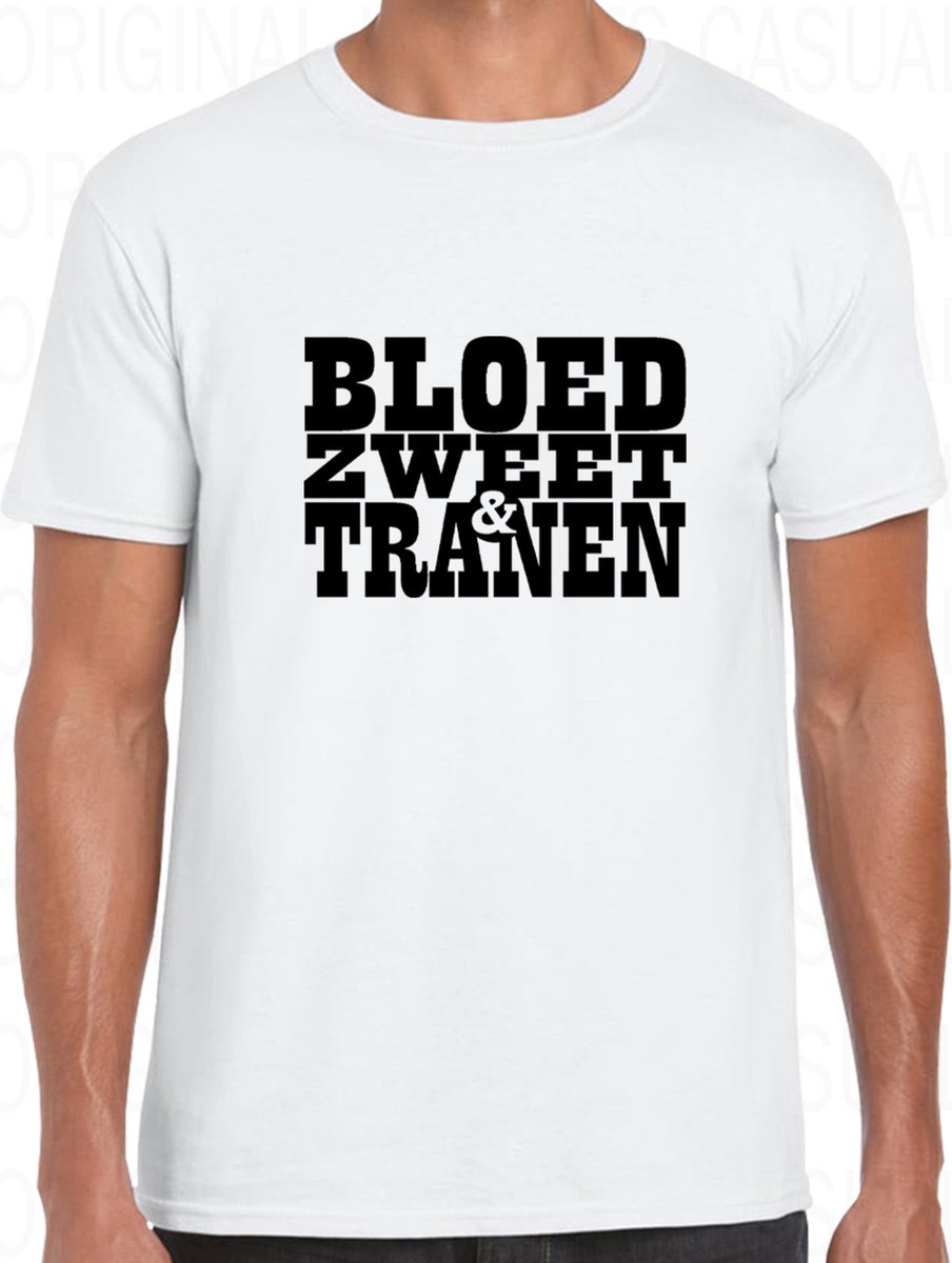 BLOED, ZWEET & TRANEN herenshirt - Wit - Maat XL - Regular Fit - Korte mouwen - Ronde hals - Andre Hazes - Holland zingt Hazes - Original Kwoots - Meezingen met klassiekers