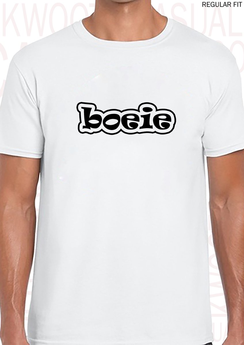 BOEIE heren t-shirt - Wit - Maat 3XL - Korte mouwen - Ronde Hals - Regular Fit - leuke shirtjes - grappig - humor - quotes - kwoots - kan mij het schelen