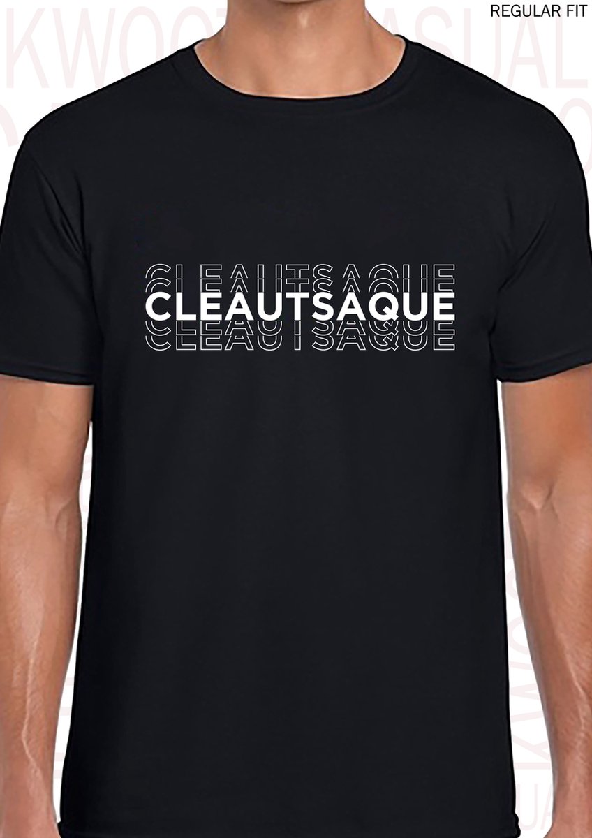 CLEAUTSAQUE heren t-shirt - Zwart - Maat 3XL - Korte mouwen - Ronde hals - Regular Fit - Quotes - Kwoots - Klootzak