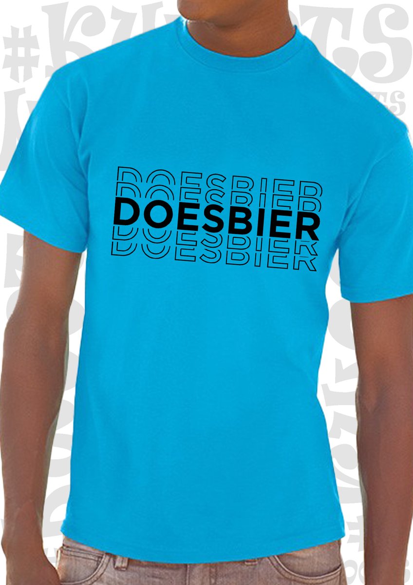 DOESBIER heren t-shirt - Azuur blauw met zwart - Maat 3XL - korte mouwen - grappige teksten - leuke shirtjes - humor - quotes - kwoots - kado - cadeau - Mag ik bestellen