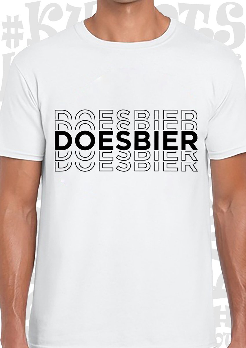 DOESBIER heren t-shirt - Wit - Maat L - korte mouwen - grappige teksten - leuke shirtjes - humor - quotes - kwoots - kado - cadeau - Mag ik bestellen