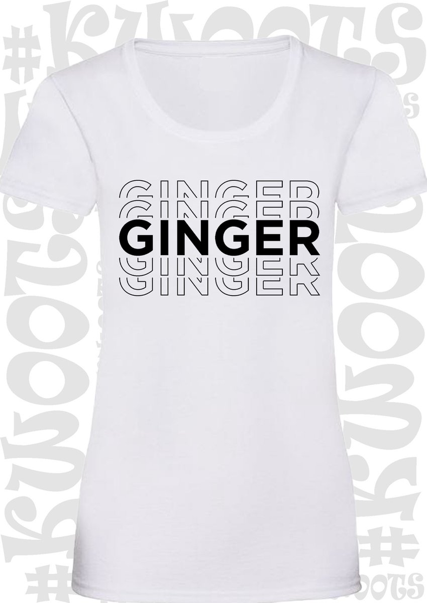 GINGER dames shirt - Wit - korte mouw - Maat M - Grappig teksten - Quotes - Kwoots - rood haar