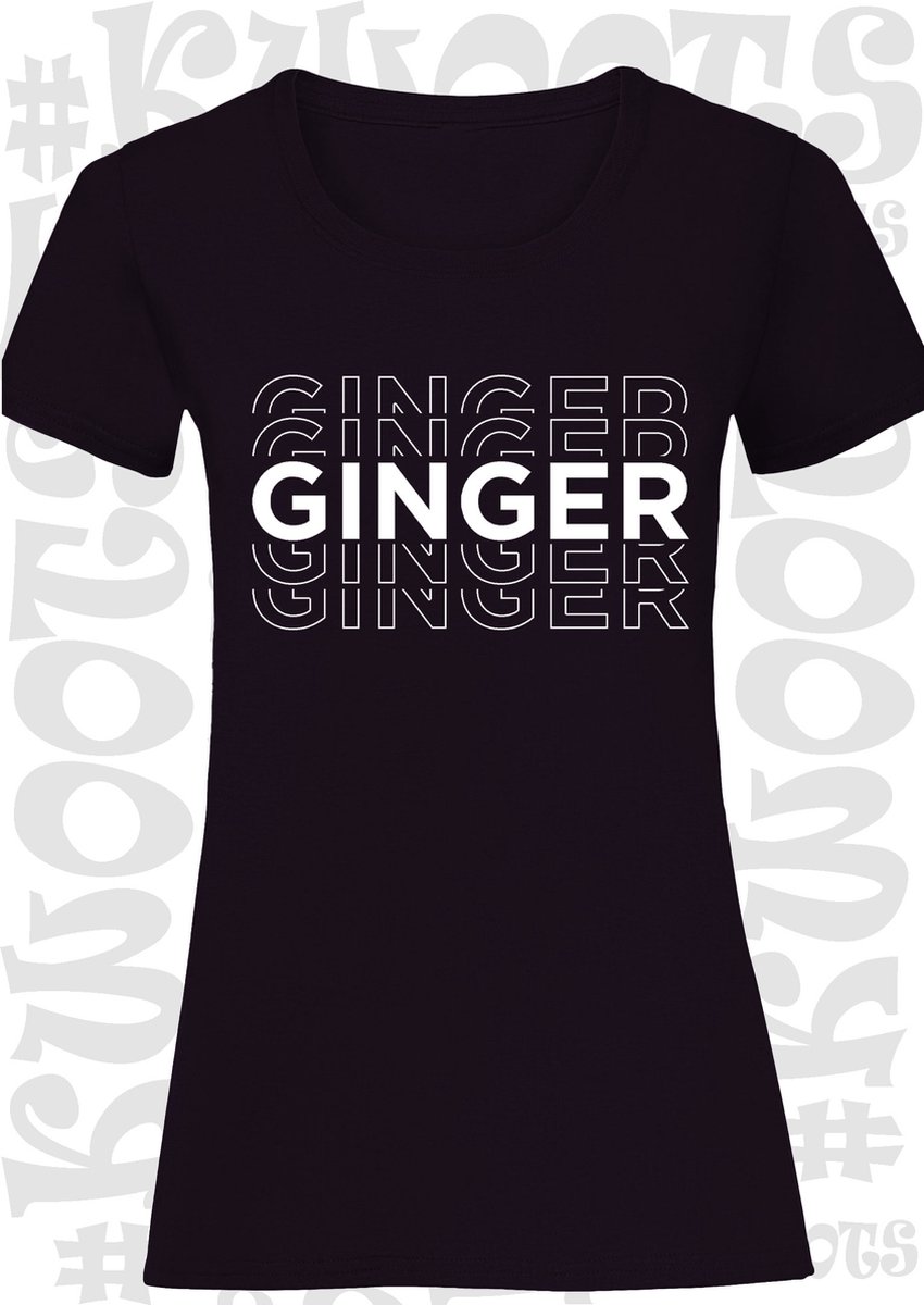 GINGER dames shirt - Zwart - korte mouw - Maat XS - Grappig teksten - Quotes - Kwoots - rood haar