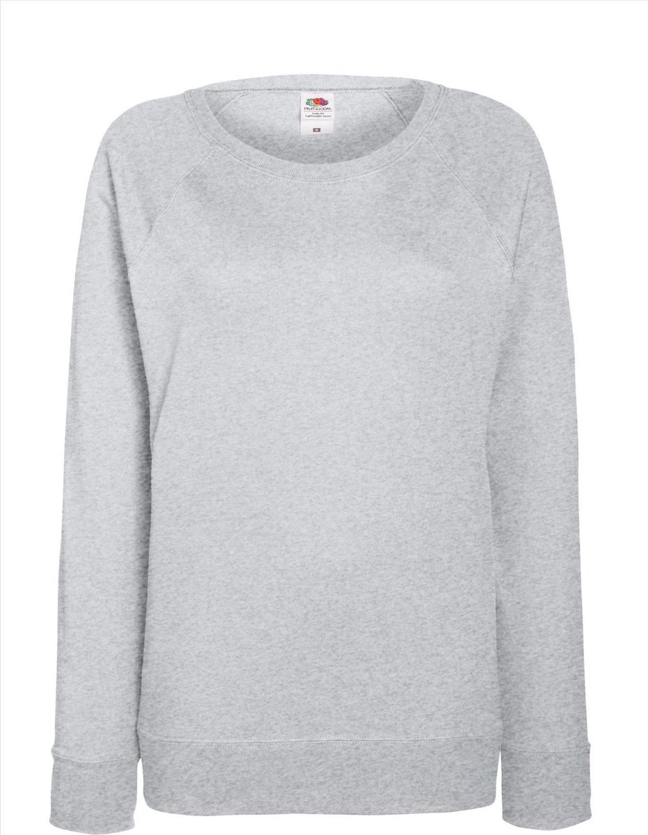 Grijze sweater / sweatshirt trui met raglan mouwen en ronde hals voor dames - grijs - basic sweaters 2XL (44)