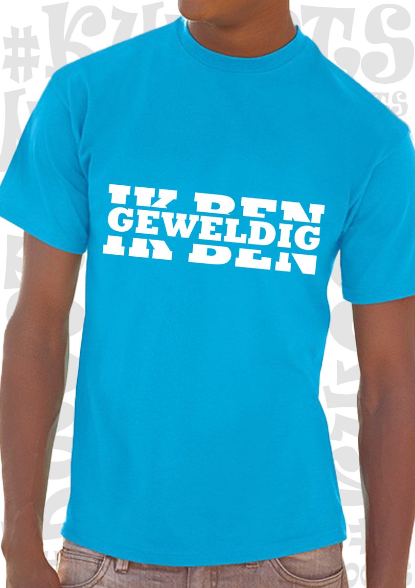 IK BEN GEWELDIG heren t-shirt - Azuurblauw met wit - Maat 3XL - korte mouwen - grappige teksten - leuke shirtjes - humor - quotes - kwoots - kado - cadeau - Arrogant