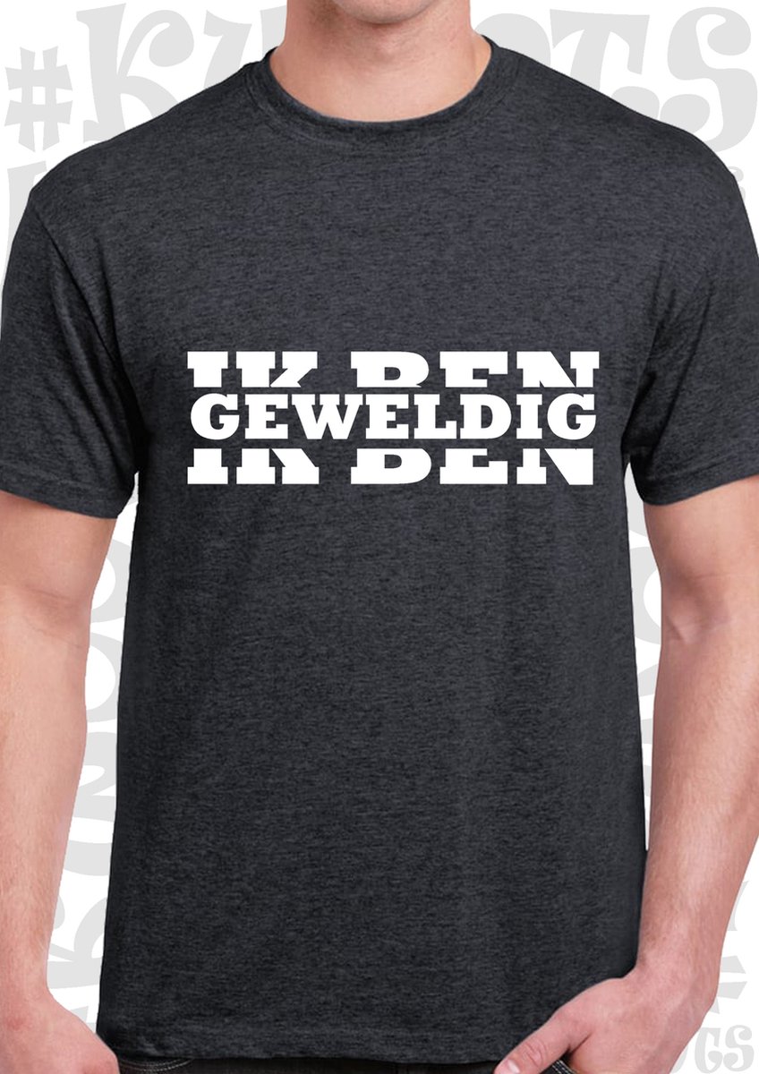 IK BEN GEWELDIG heren t-shirt - Donkergrijs - Maat 3XL - korte mouwen - grappige teksten - leuke shirtjes - humor - quotes - kwoots - kado - cadeau - Arrogant